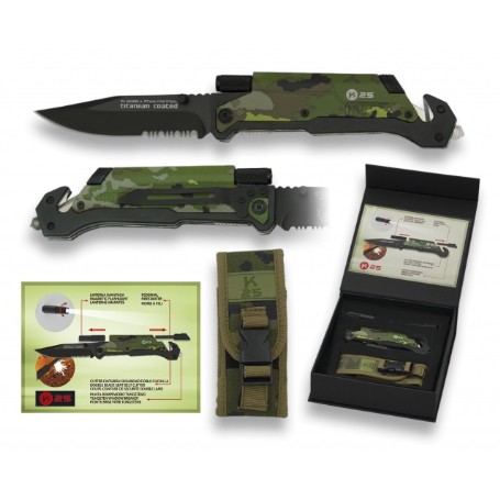 NAVAJA ALBAINOX K25 PEDERNAL/LINTERNA 9.5CM GREEN CAMO 18205-A