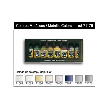 VALLEJO MODEL AIR SET 8 COLORES METALICOS 71176