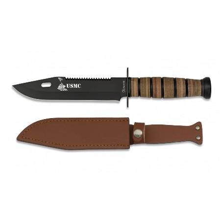 NAVAJA ALBAINOX CUCHILLO USMC. HOJA 18 CM FUNDA PIEL 32424