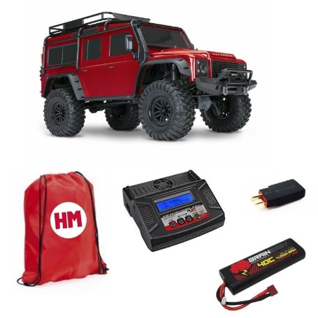 HM LOTE TRAXXAS TRX-4 DEFENDER ROJO + COMPLEMENTOS