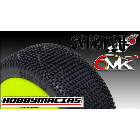 NEUMATICOS 1/8 6MIK SCRATCH  Sintetica BLUE  LLANTA+MOUSE+GOMA (PAREJA)