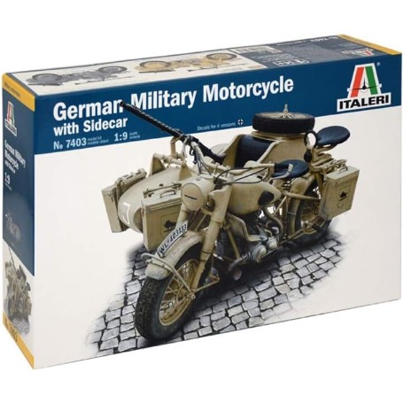 MAQ.ITALERI 1/9 GERMAN MILITARY MOTORCYCLE W/SIDECAR 7403