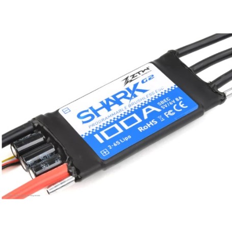 VARIADOR BRUSHLESS SHARK 100A G2 MARINO G2 SBEC 5-6V REFRIGERADO AGUA