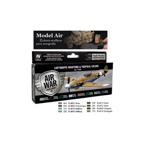 VALLEJO MODEL AIR SET 8 COLORES Air luftware Marinime tropical 71164 