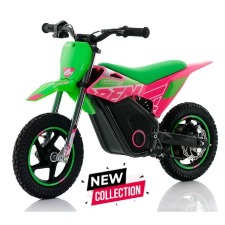 MOTO CROSS INFATIL 150W 12" 24V RFN  WARRIOR VERDE/ROSA  SX-E150. 