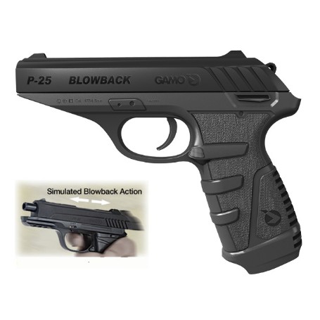 PIS.GAMO P-25 BLOWBACK +5 BOMBONAS + BALINES 4.4 MM B2B