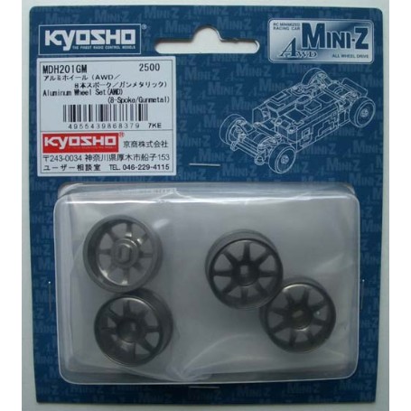 MINI-Z MA10 LLANTA ALUM.8 RADIOS ACERO