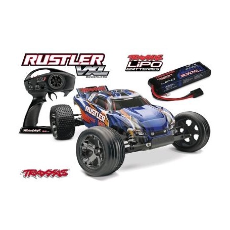 COCHE TRAXXAS RUSTLER VXL-3Z 2.4GHZ B&C